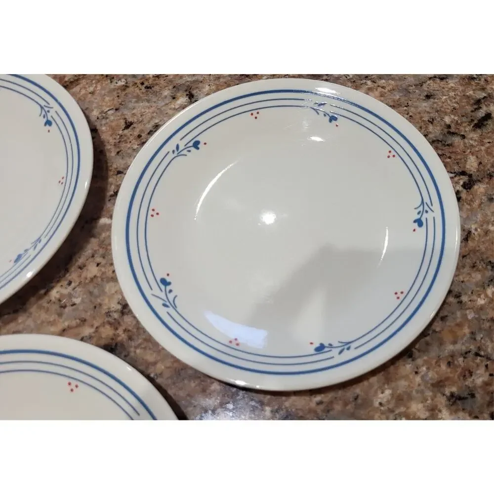 3 Corelle Country Violets Bread & Butter Plates Beige Plates Blue Flowers 6.75